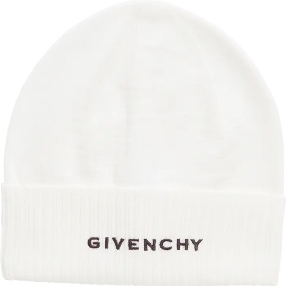 Givenchy Men's Wool Logo Beanie: Ivory